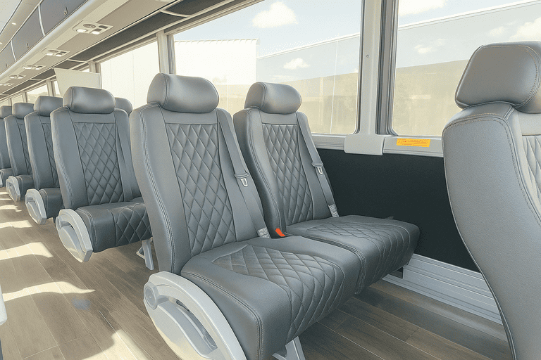 interior of Boston Coach Bus Service charter bus