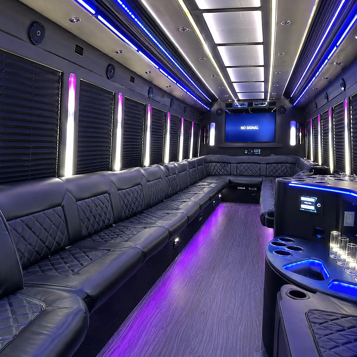 boston 30 passenger party bus inside
